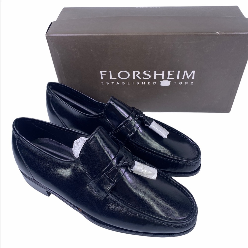 Florsheim Como Moc Toe Tassle Loafer Black Shoes - Picture 8 of 13